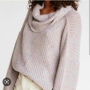 EUC EXPRESS Waffle Knit Cowl Neck Multicolored Sparkly Sweater Size Small